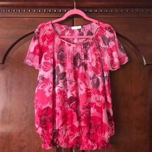 Sheer pink two-tone blouse with camisole